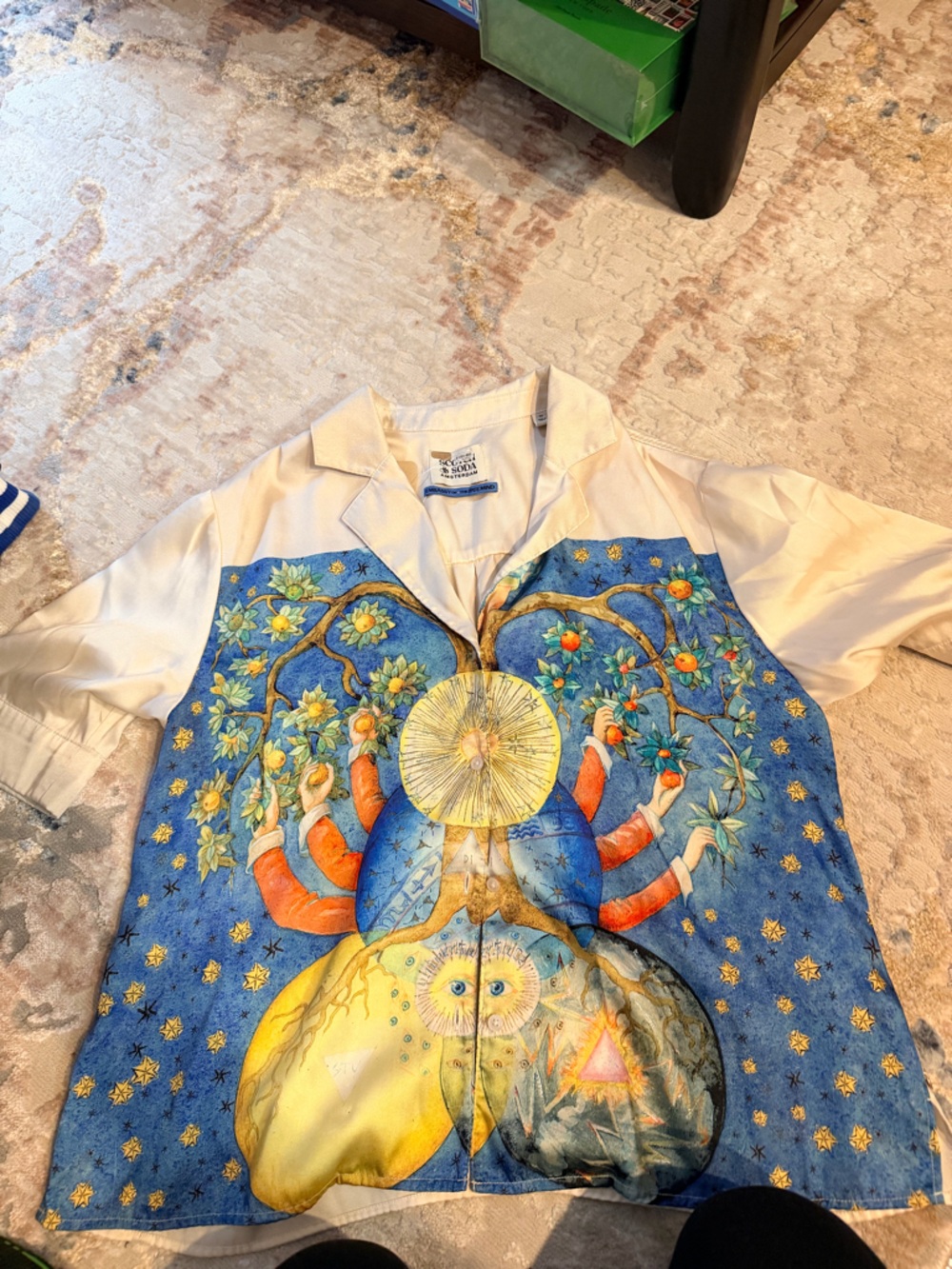 Scotch and soda Vibrant Blue & Cream Graphic Button-Up Shirt